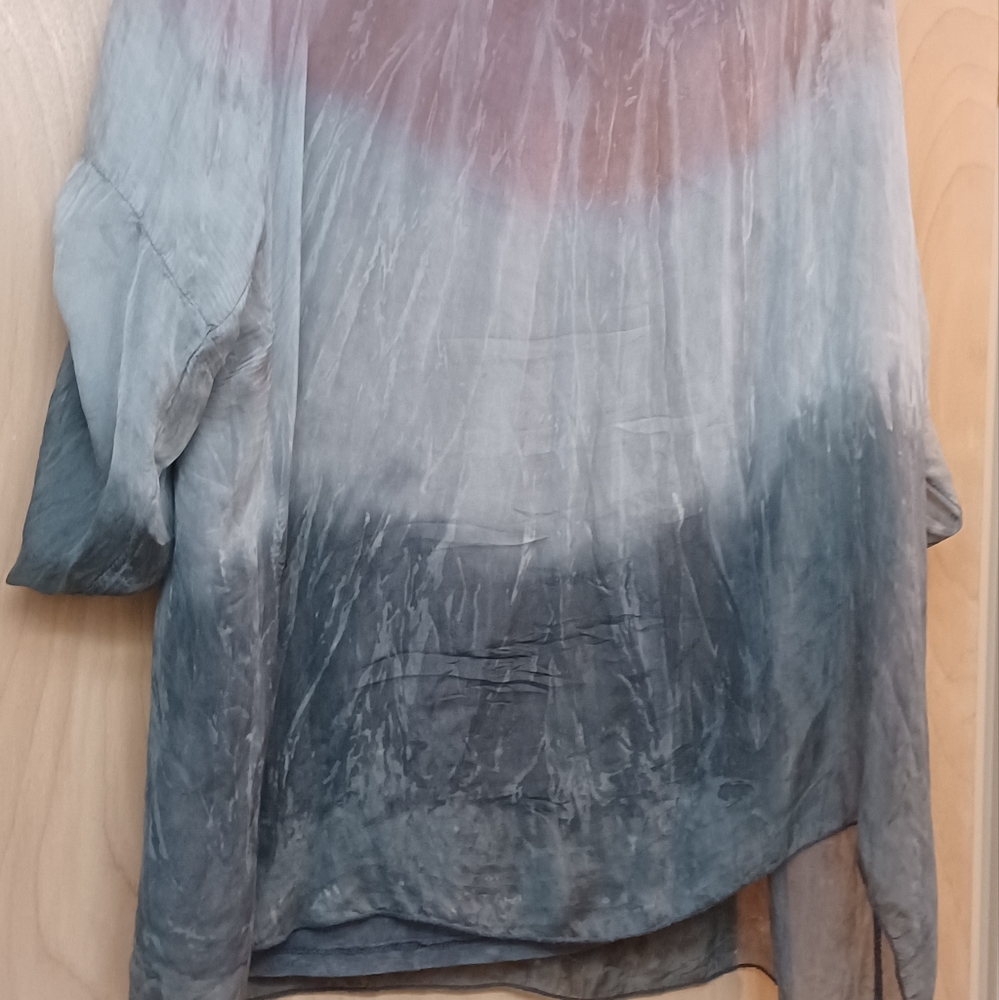 Soft Surroundings Grey Lavender Silk Tie Die Ombre Tunic Top L XL - Picture 7 of 12